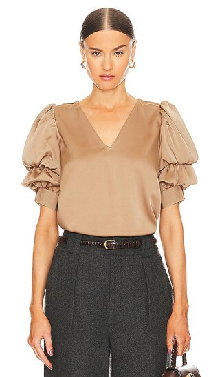 Tiered Bubble Sleeve Top in Amphora | Revolve Clothing (Global)