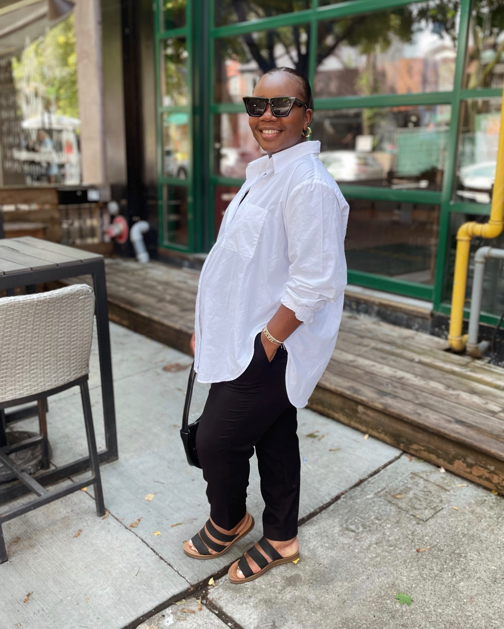 Styling oversized poplin shirts for comfy yet chic maternity wear. Maternity, maternity style, pregnancy style, poplin shirt, minimal style, minimal outfit, Parisian style.#LTKSale

#LTKbump #LTKSeasonal #LTKfamily