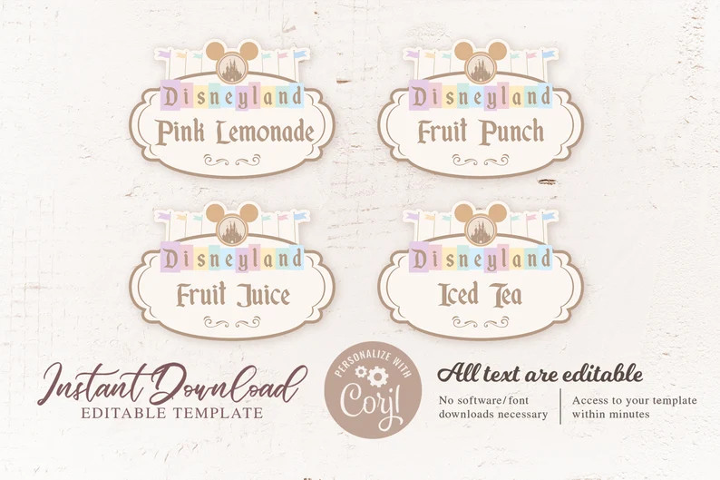 Printable Disneyland Party Drink Label, Mickey Party Beverage Label, Perfect for Any Birthday Par... | Etsy (US)