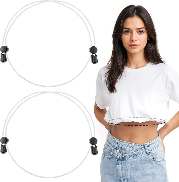 2 Pcs Shirt Tuck Band Women, Tuck Adjustable Band, Crop Bands for Tucking Shirts Elastic Bands to... | Amazon (US)