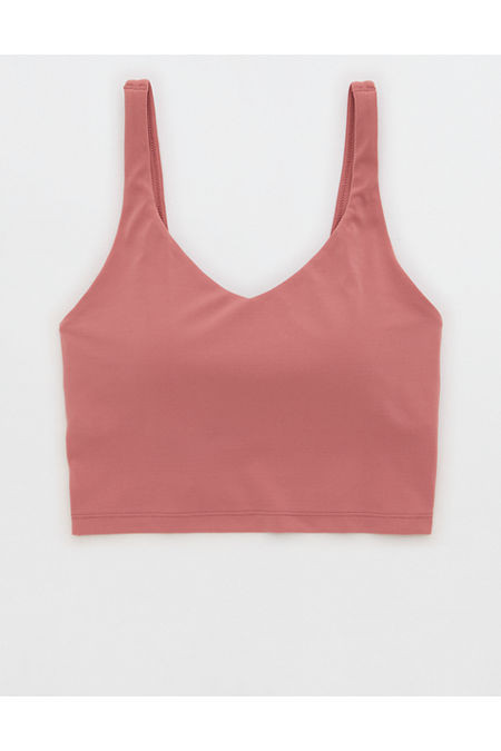 OFFLINE By Aerie Real Me Low Key Longline Sports Bra Women's Lets Mauve XXS | Aerie
