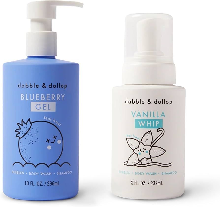 Dabble & Dollop Blueberry + Vanilla Body Wash & Shampoo - 3 in 1 Natural Bubble Bath for Kids, US... | Amazon (US)