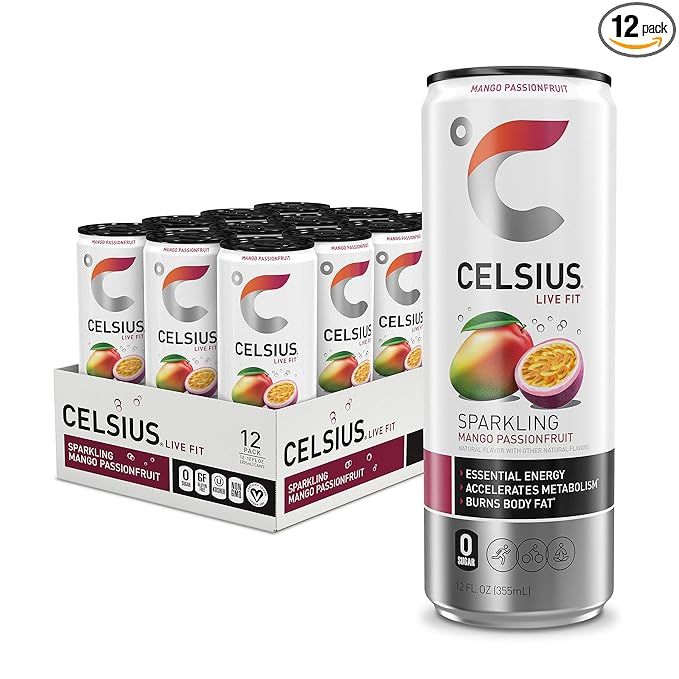 CELSIUS Sparkling Mango Passionfruit, Functional Essential Energy Drink 12 Fl Oz (Pack of 12) | Amazon (US)