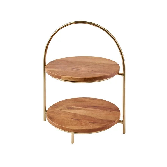 Better Homes & Gardens 2-Tier Acacia Wood 10.75" x 13.25" Serving Tray | Walmart (US)