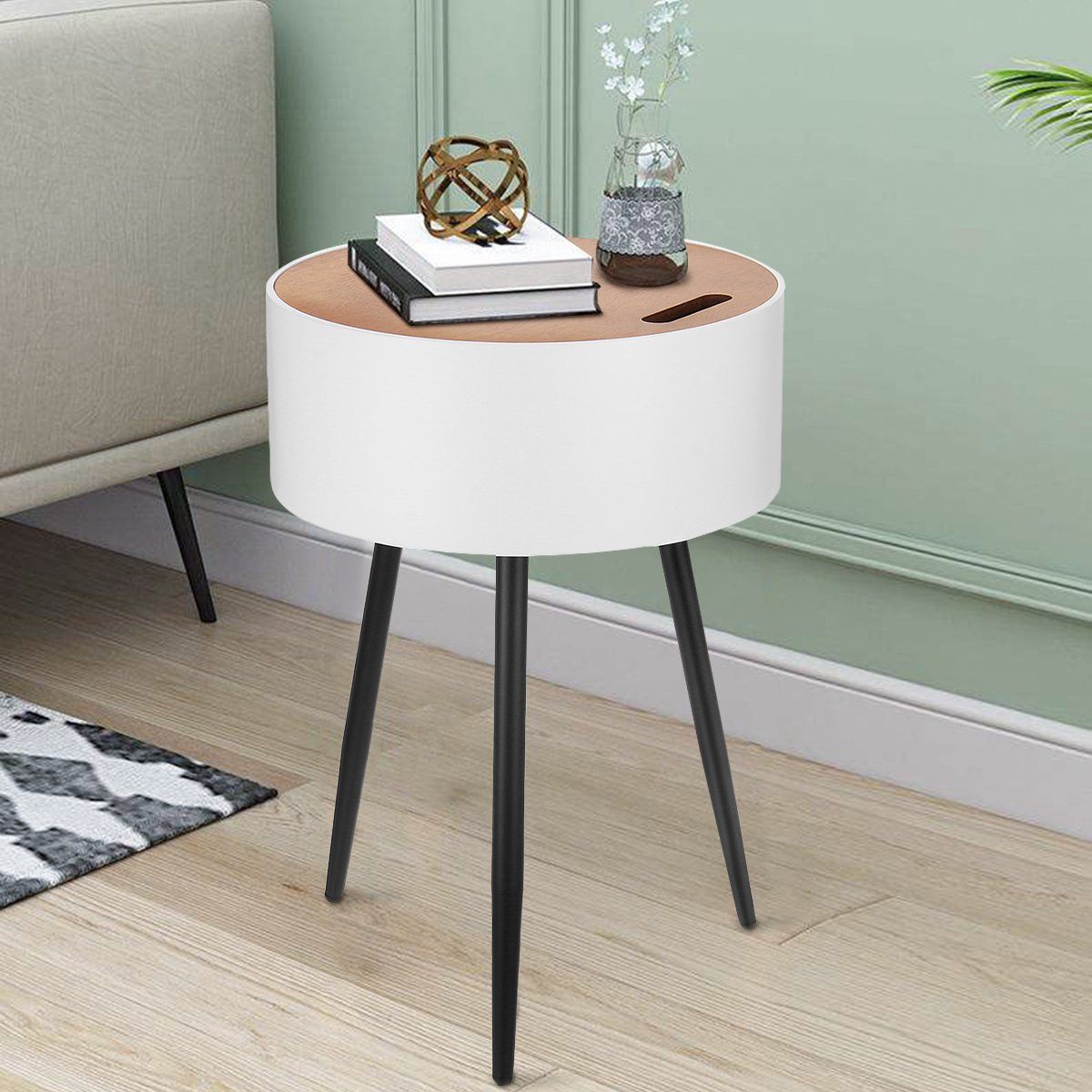 Wood Round Sofa Side Table End Tables Nightstand W/ Storage Drawer | Walmart (US)
