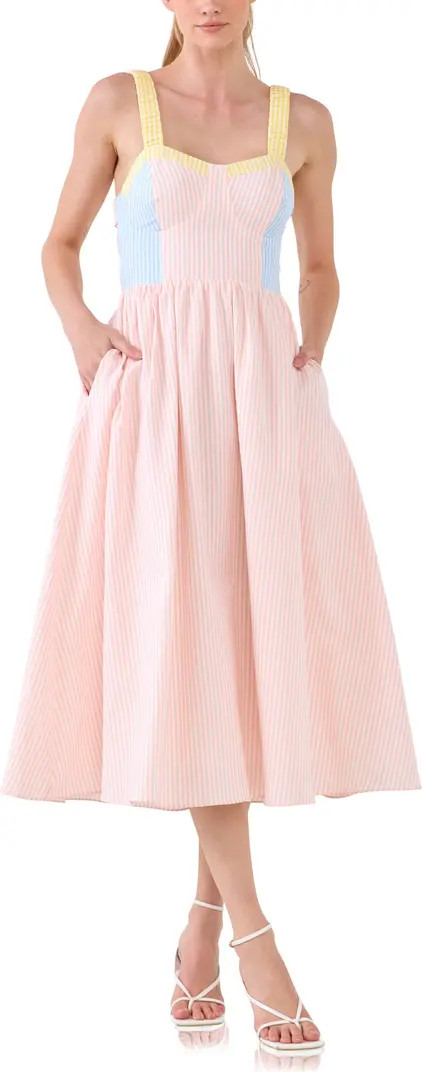 English Factory Colorblock Stripe Cotton Midi Dress | Nordstrom | Nordstrom