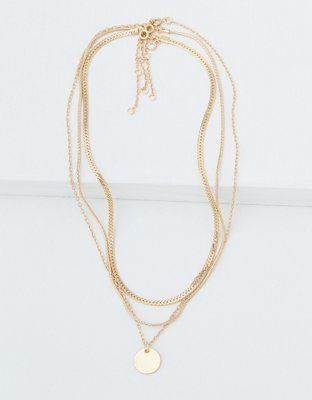 AEO Gold Disc Necklaces 3-Pack | American Eagle Outfitters (US & CA)