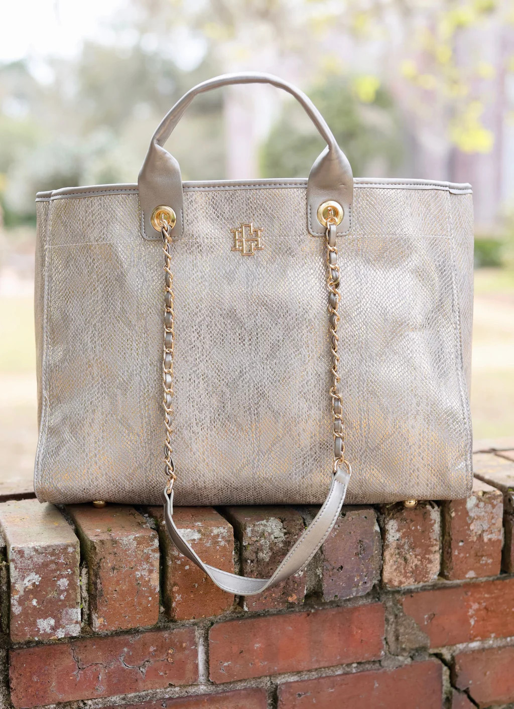 Melissa Tote Bag METALLIC CHAMPAGNE | Caroline Hill