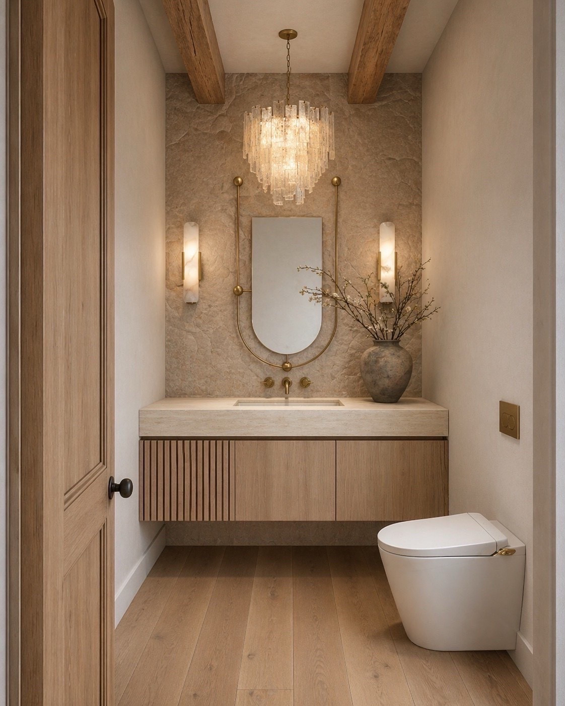 Obsessing over this powder bath inspiration! I feel like powder bathrooms are a perfect space to experiment with designer style. I love the natural elements of this stone and wood paired with these more ‘glam’ features! 

#LTKHome