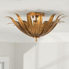 Capital Lighting Eden 18" Wide Gold Feather Bowl 3-Light Ceiling Light | Lamps Plus