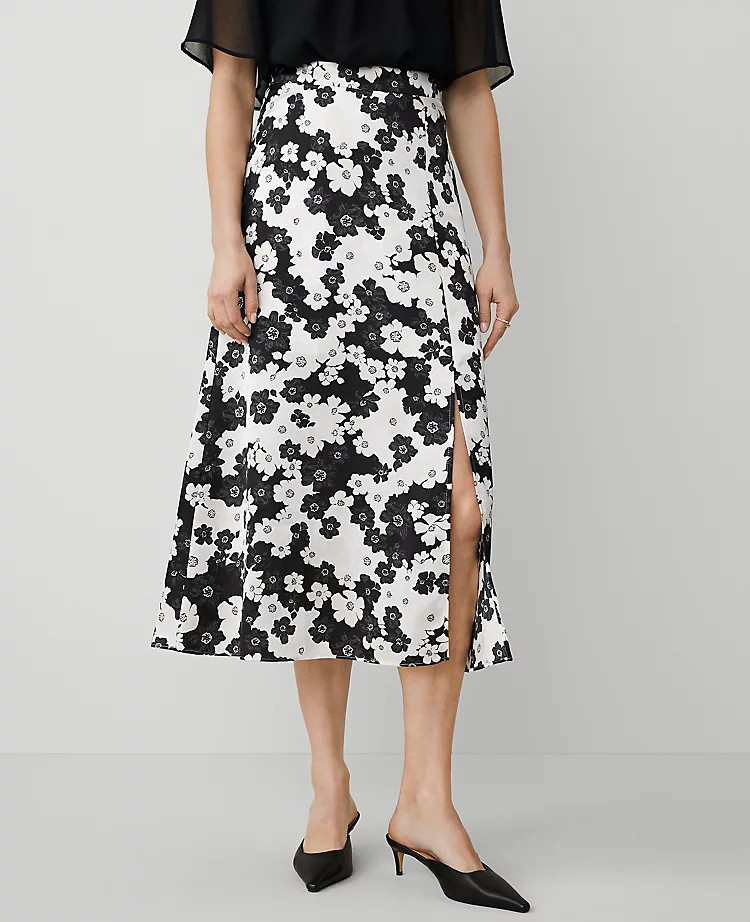 Floral Satin Maxi Skirt | Ann Taylor