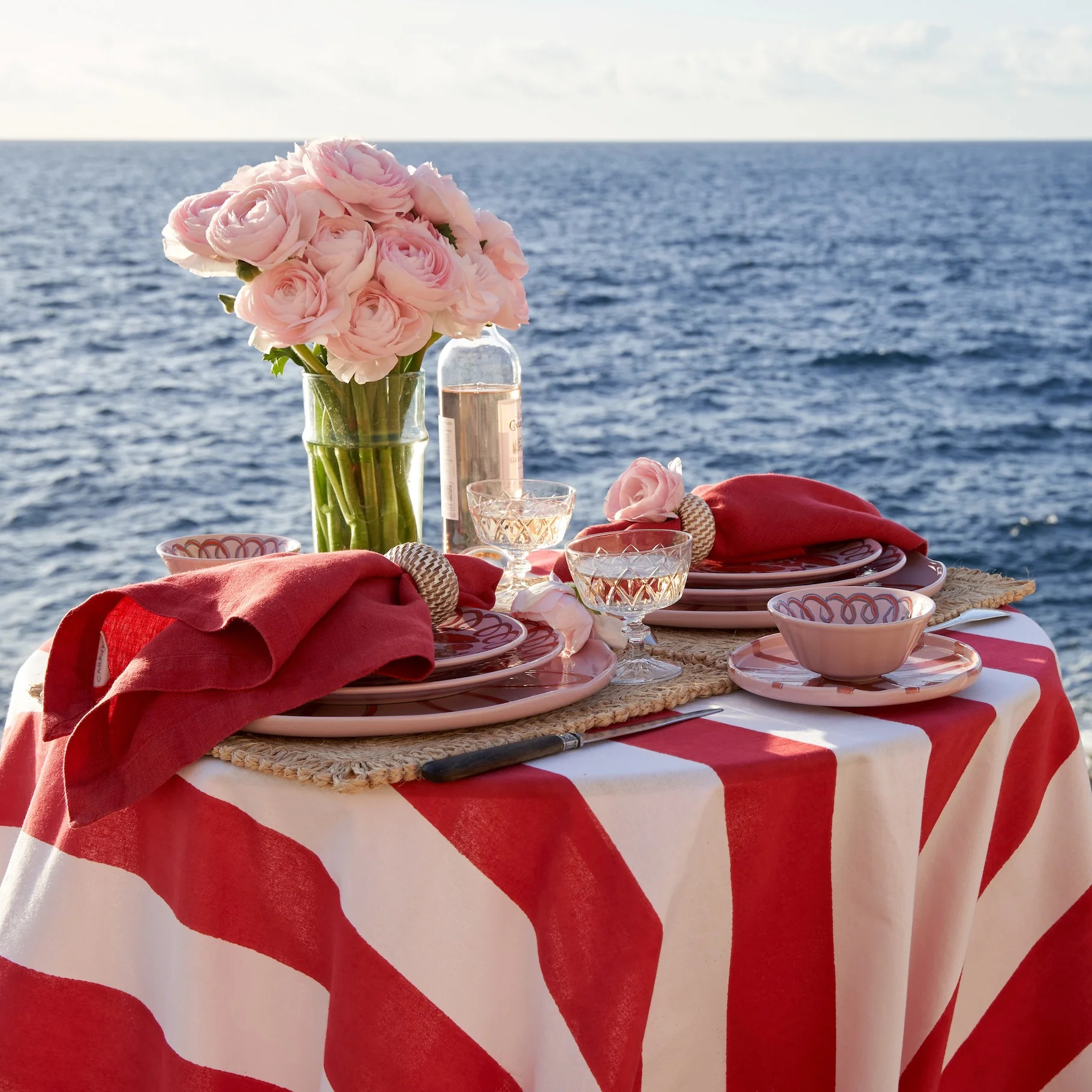 French Tablecloth St. Tropez Red Stripes | Couleur Nature