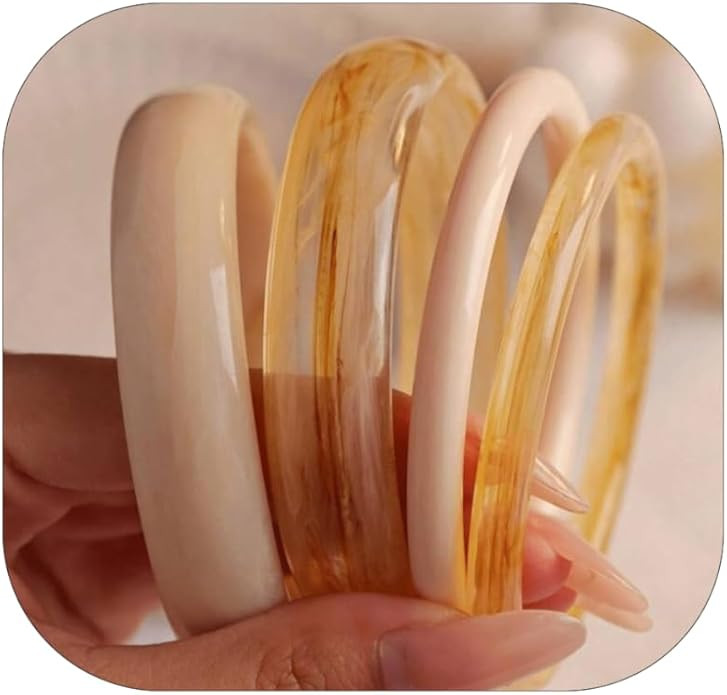 ÌF ME Acrylic Bangles Bracelets for Women, Irregular Acrylic Resin Chunky Bracelets Geometric Fa... | Amazon (US)
