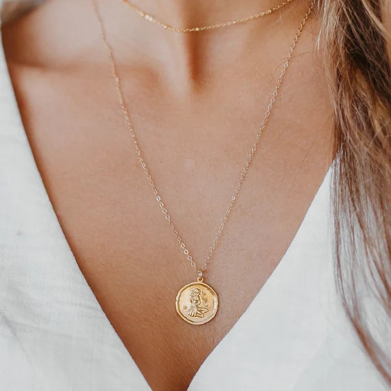 Zodiac Necklace | Coin Necklace | Astrology Jewelry | Gold Coin Necklace | Etsy (US)