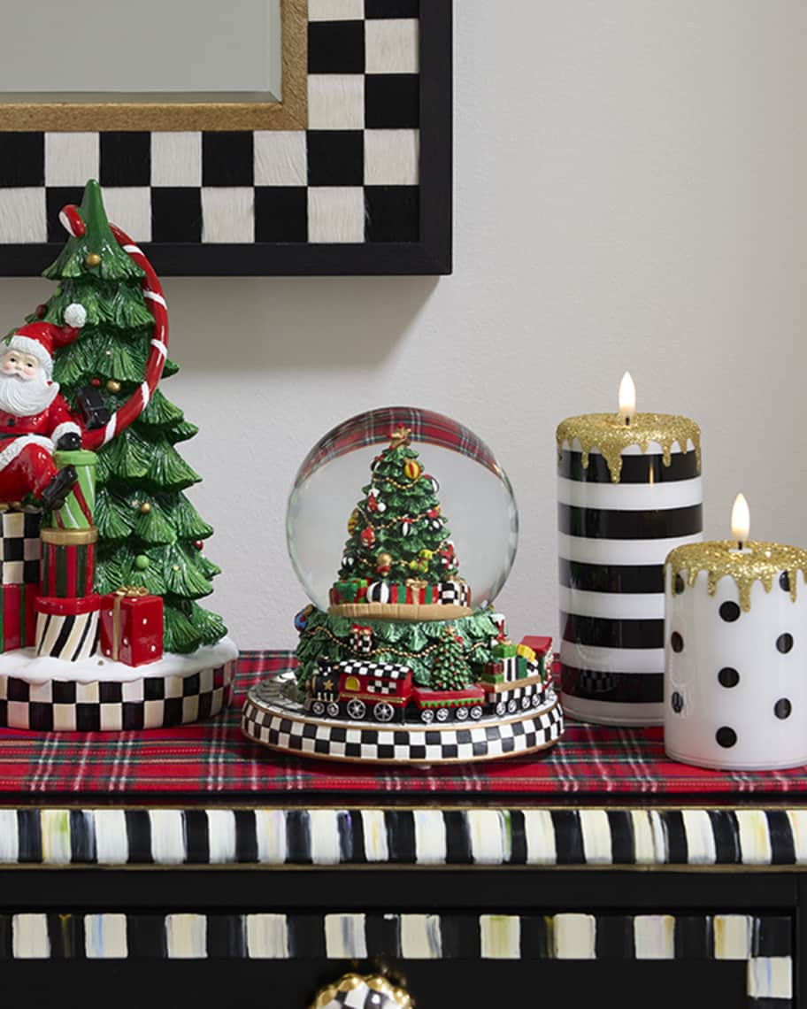 MacKenzie-Childs Cozy Christmas Tree Train Snow Globe | Neiman Marcus