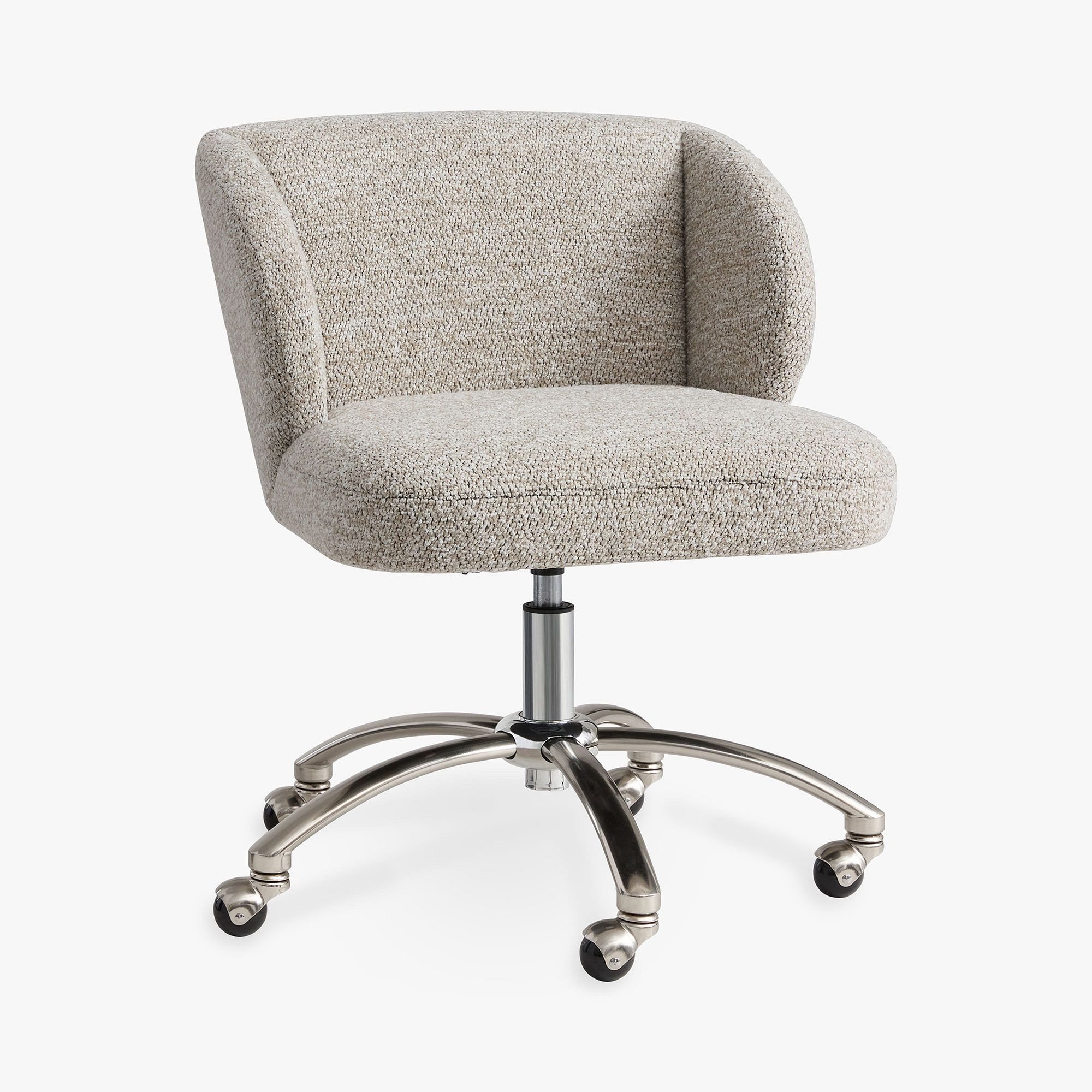 Heathered Boucle Warm Gray Wingback Swivel Desk Chair | Pottery Barn Teen