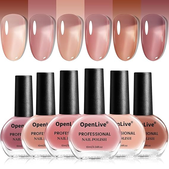 Jelly Nail Polish Set 6 Colors Nude Pink Pale Purple Jelly Quick Dry Nail Polish Set for Nail Art... | Amazon (US)