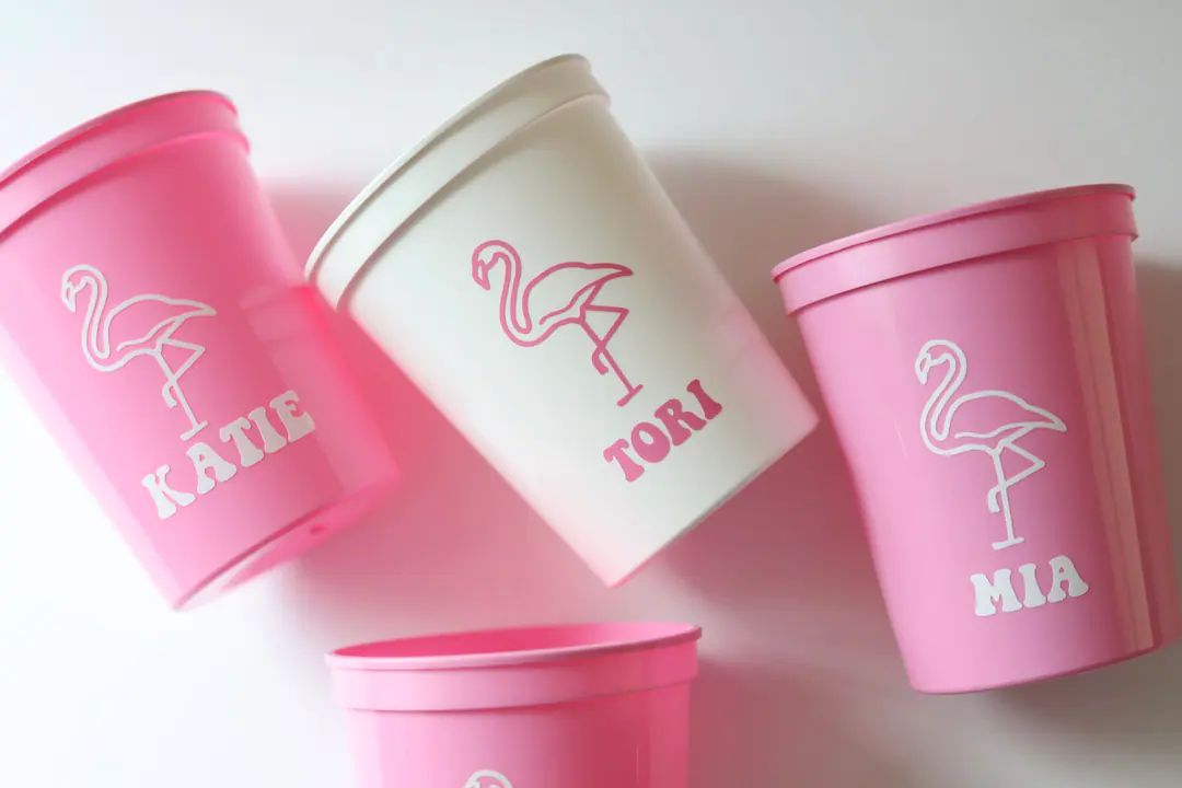 Flamingo Cups Flamingo Bachelorette Flamingo Cups With Names Flamingo Theme Bachelorette Final Fl... | Etsy (US)