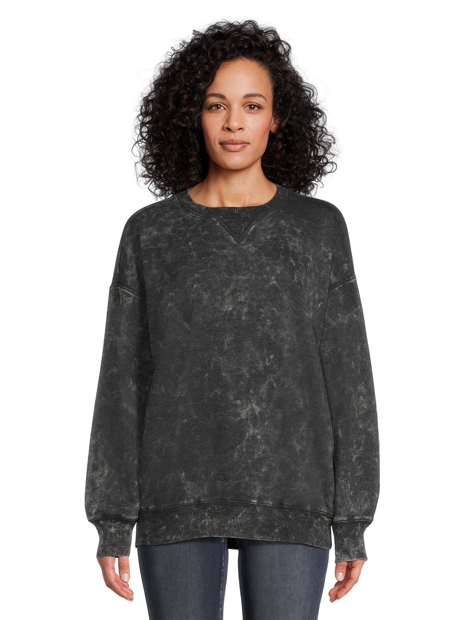 No Boundaries Juniors Washed Crewneck Sweatshirt with Long Sleeves, Sizes XS-XXXL | Walmart (US)