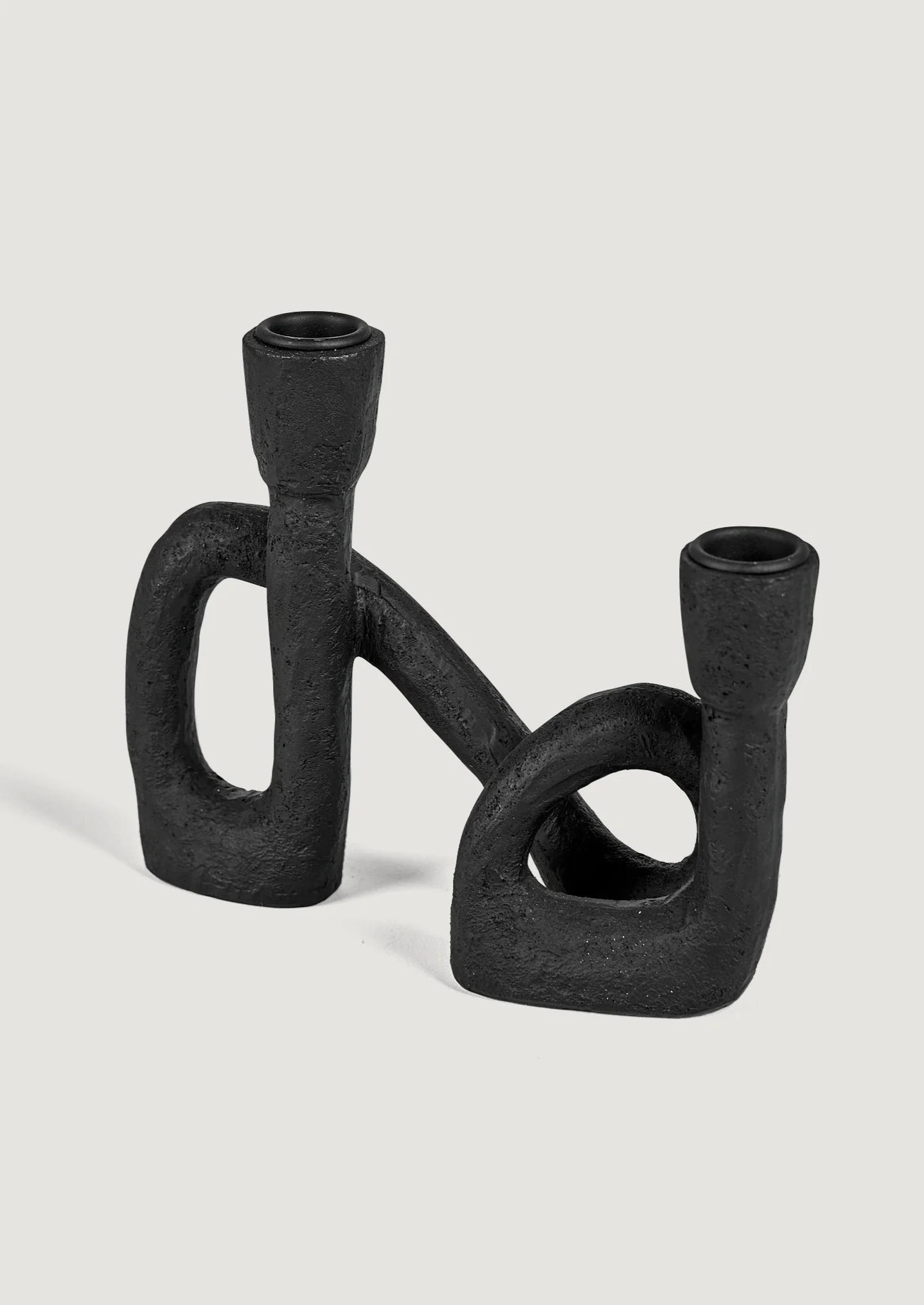 Black Resin Double Taper Candle Holder - 6" | Afloral