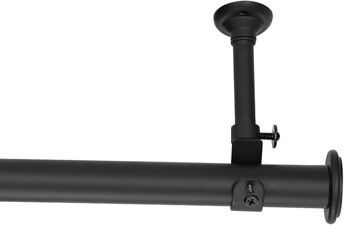YunNephele Hanging Curtain Rod 36-56 inch Matte Black,1 inch diameter Metal Single Window Curtain... | Amazon (US)