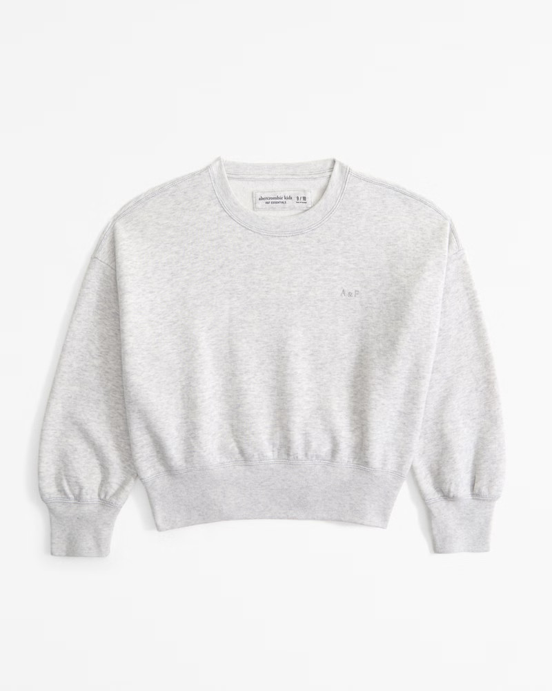 abercrombie kids girls essential sunday wedge crewneck sweatshirt in light grey - size 15/16 | Abercrombie & Fitch (US)