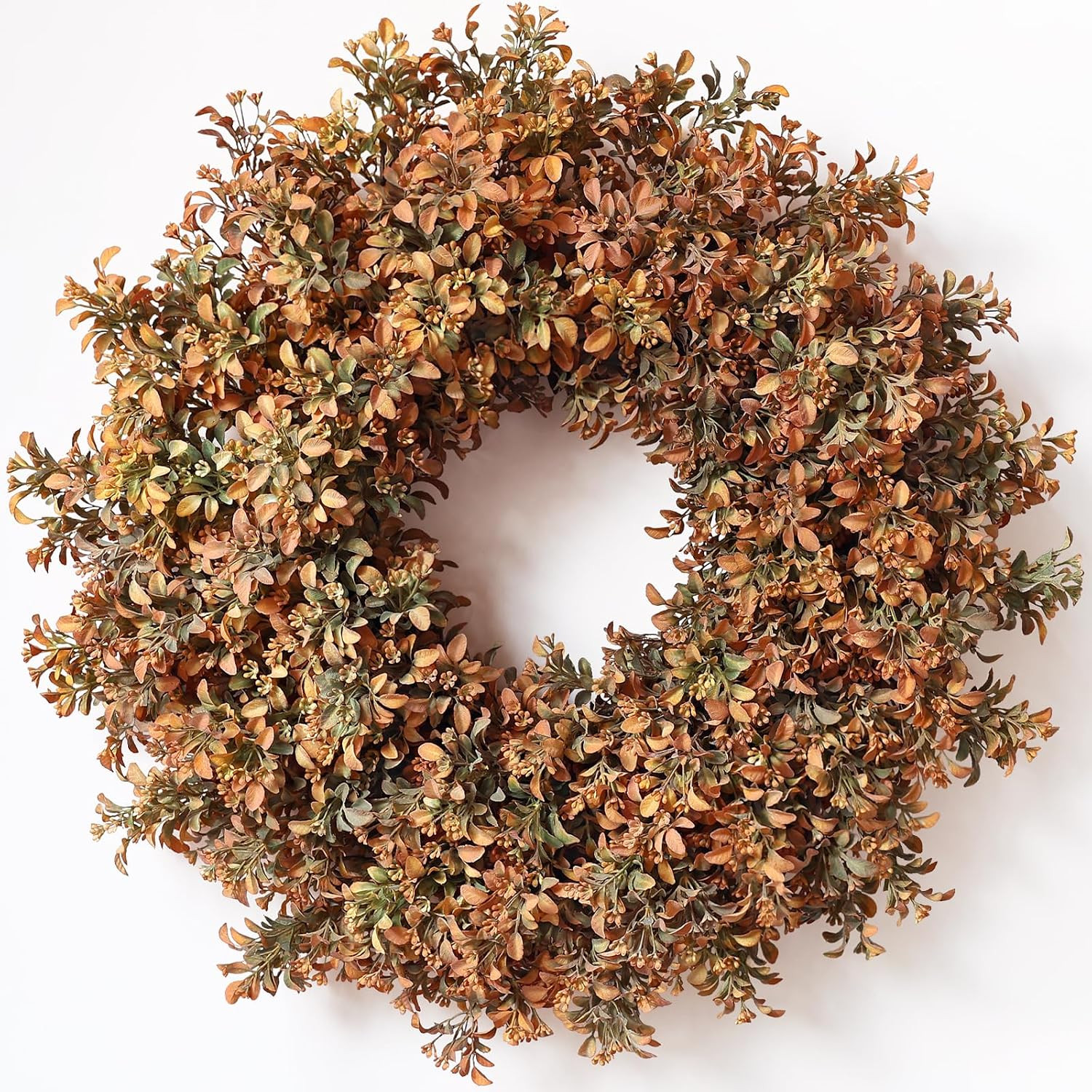 26" Artificial Fall Boxwood Wreath for Front Door Decoration(Autumn Orange) | Amazon (US)