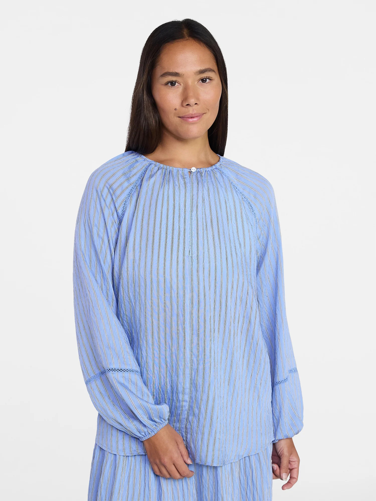 Time and Tru Women's Peasant Blouse with Long Sleeves, Sizes XS-XXXL | Walmart (US)