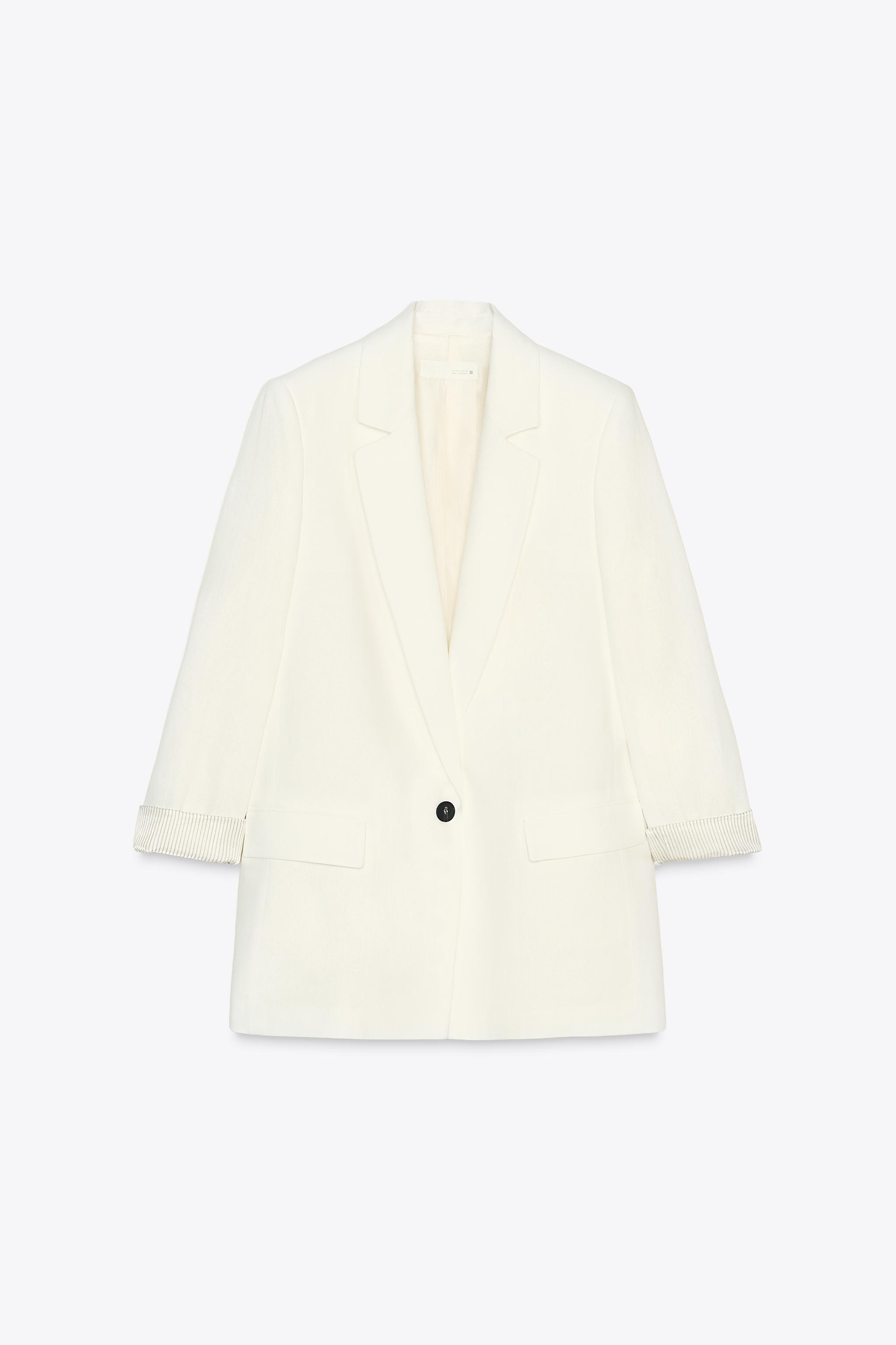 LINEN BLEND BLAZER WITH PRINTED CUFFS | Zara DE