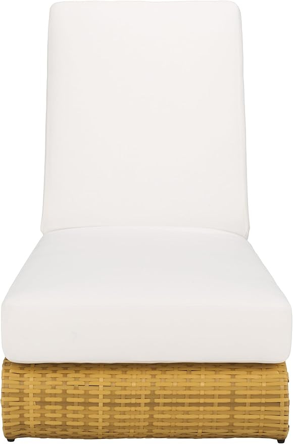 SAFAVIEH Outdoor Collection Vale Natura/White Patio Adjustable Chaise Lounge Chair | Amazon (US)