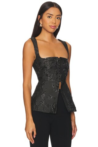 Clea Delfina Top in Black Petunia Jacquard from Revolve.com | Revolve Clothing (Global)