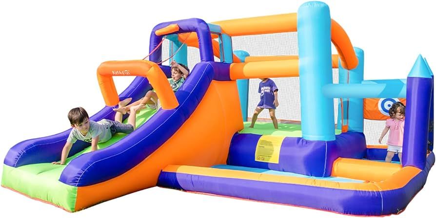 Inflatable Bounce House,Jumping Bouncer with Air Blower,Splash Pool to Play,Kids Slide Park for O... | Amazon (US)