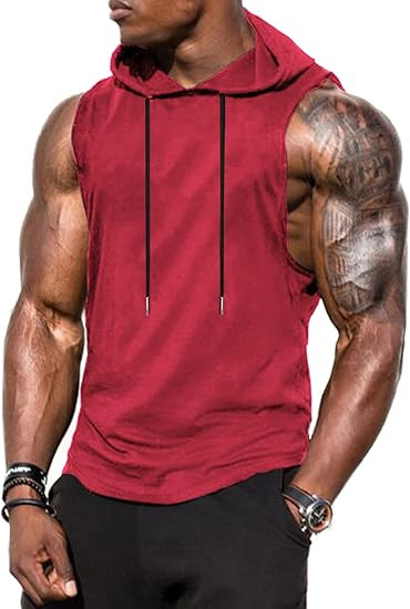 Babioboa Men's Workout Hooded Tank Tops Sports Training Sleeveless Gym Hoodies Bodybuilding Cut O... | Amazon (US)