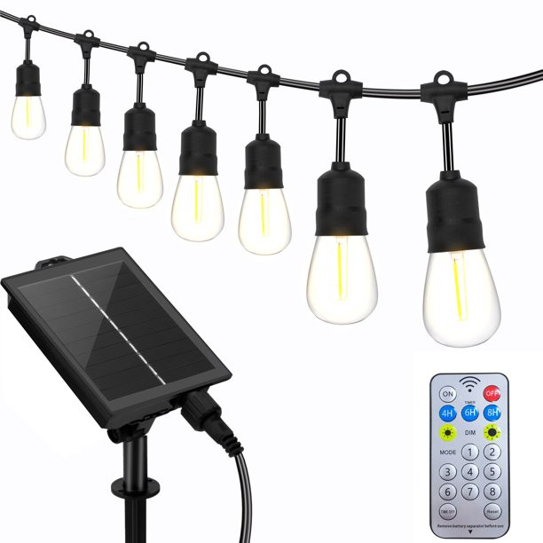 Solar Powered 39ft Waterproof LED Outdoor String Lights for Backyard Garden Patio Gazebo Bistro | Walmart (US)