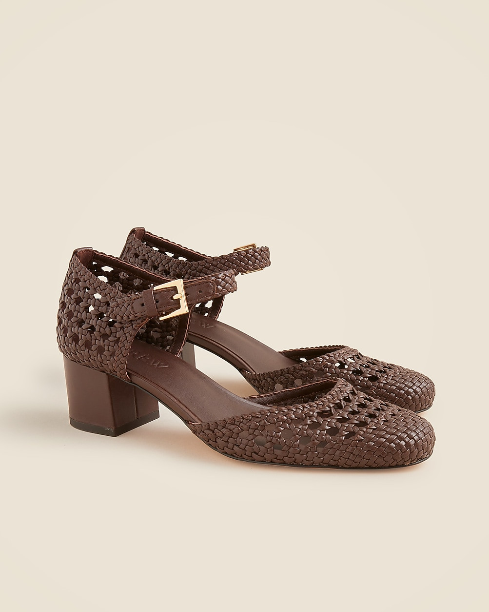 Mollie buckle-strap heels in woven leather | J. Crew US