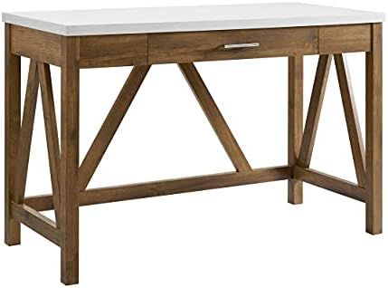 Walker Edison Rustic Farmhouse Wood Computer Writing Desk Home Office Workstation Small, 46 Inch,... | Amazon (US)