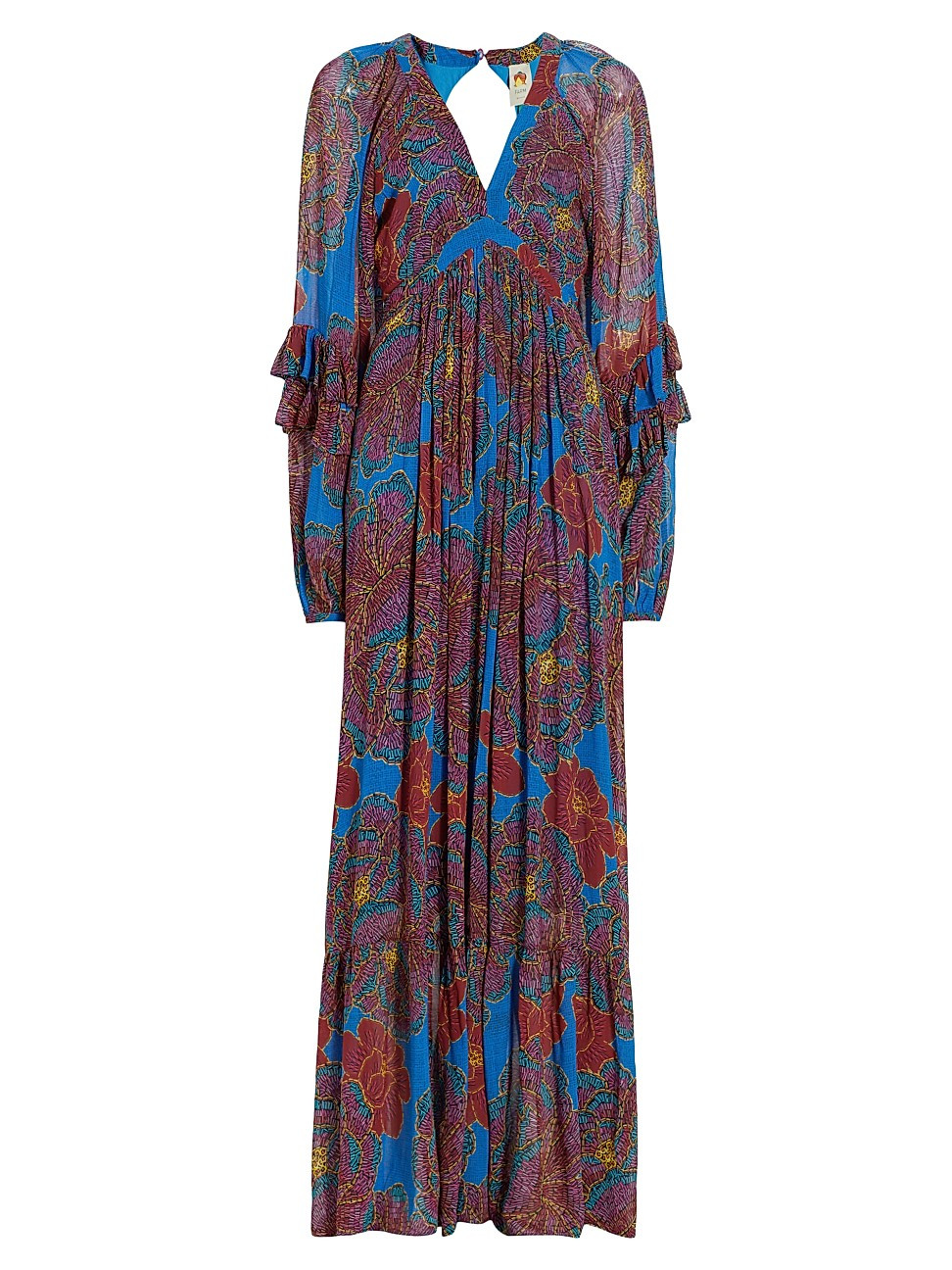 Women's Cut-Out Floral Maxi Dress - Sequin Flowers Blue - Size Medium | Saks Fifth Avenue