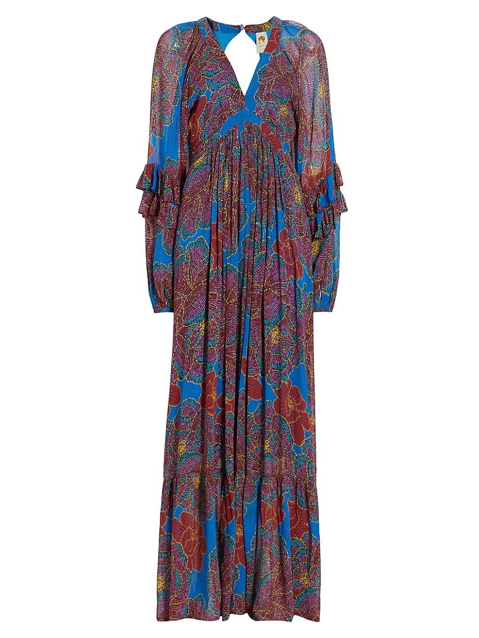 Women's Cut-Out Floral Maxi Dress - Sequin Flowers Blue - Size Medium | Saks Fifth Avenue