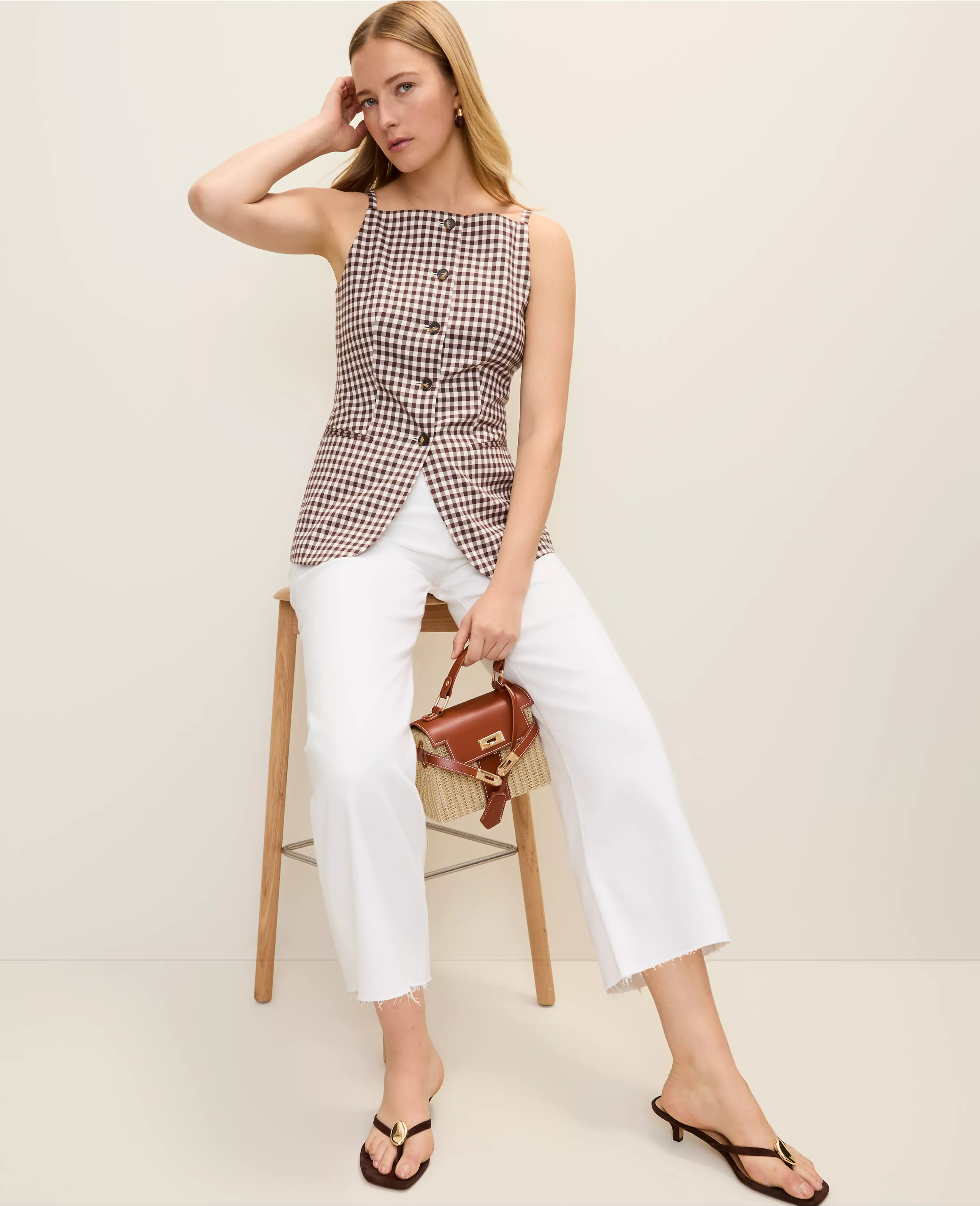 The Gingham Strappy Vest | Ann Taylor