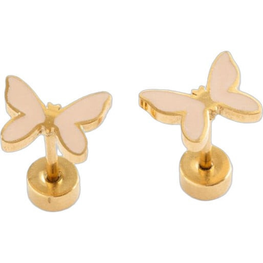 Pip Pop Post | Enamel Butterfly Stud Earrings (Pink, One Size) | Maisonette | Maisonette
