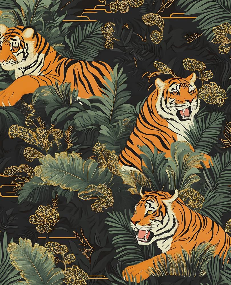 Tiger Vintage Green Floral Peel and Stick Wallpaper 17.5\u201d x 118\u201d | Amazon (US)