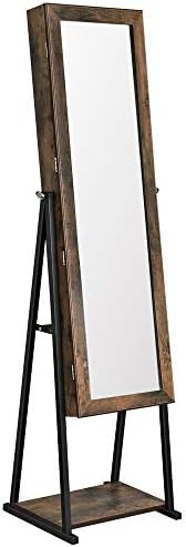 SONGMICS Industrial Mirror Jewelry Cabinet Armoire,6 LEDs Mirrored Jewelry Storage, Wood Look wit... | Amazon (US)