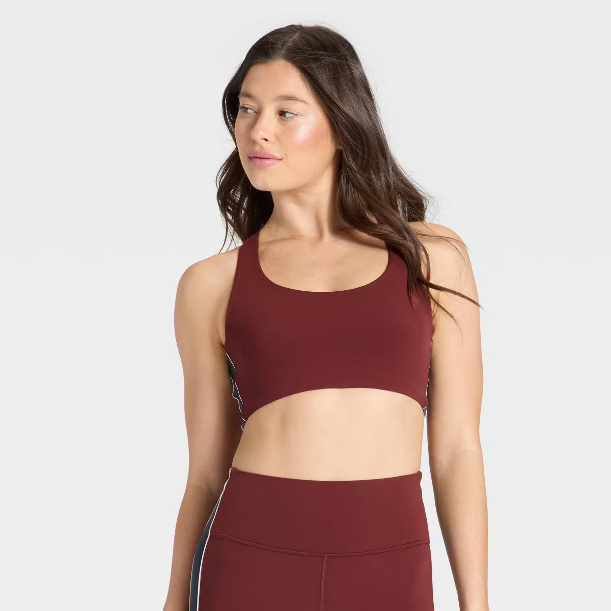 Women's Everday Soft Light Support Piped Longline Sports Bra - All In Motion™ Maroon XL | Target