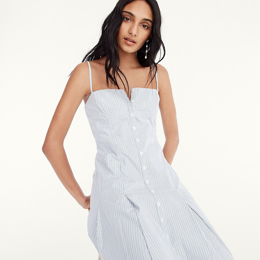 Button-down cotton poplin dress in stripe | J. Crew US