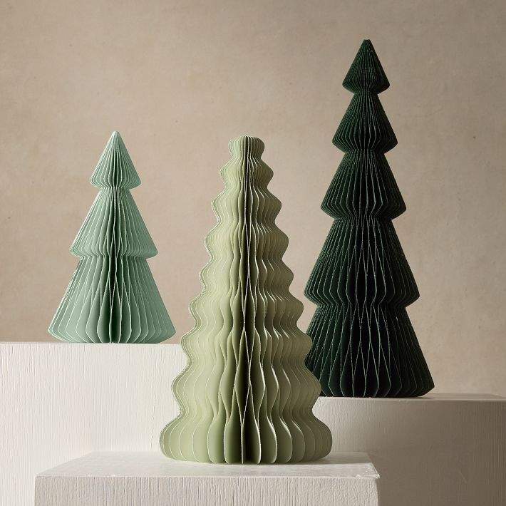 Tonal Green Decorative Paper Tabletop Trees | West Elm (US)