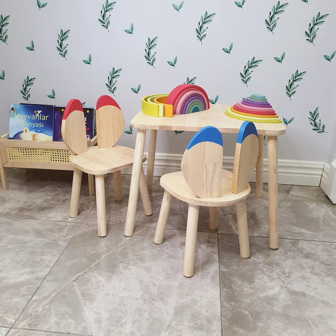 Wooden Kids Table And Chair Set, Wooden Table, Wooden Chair For Kids, Montessori Table And Chair,... | Etsy (US)