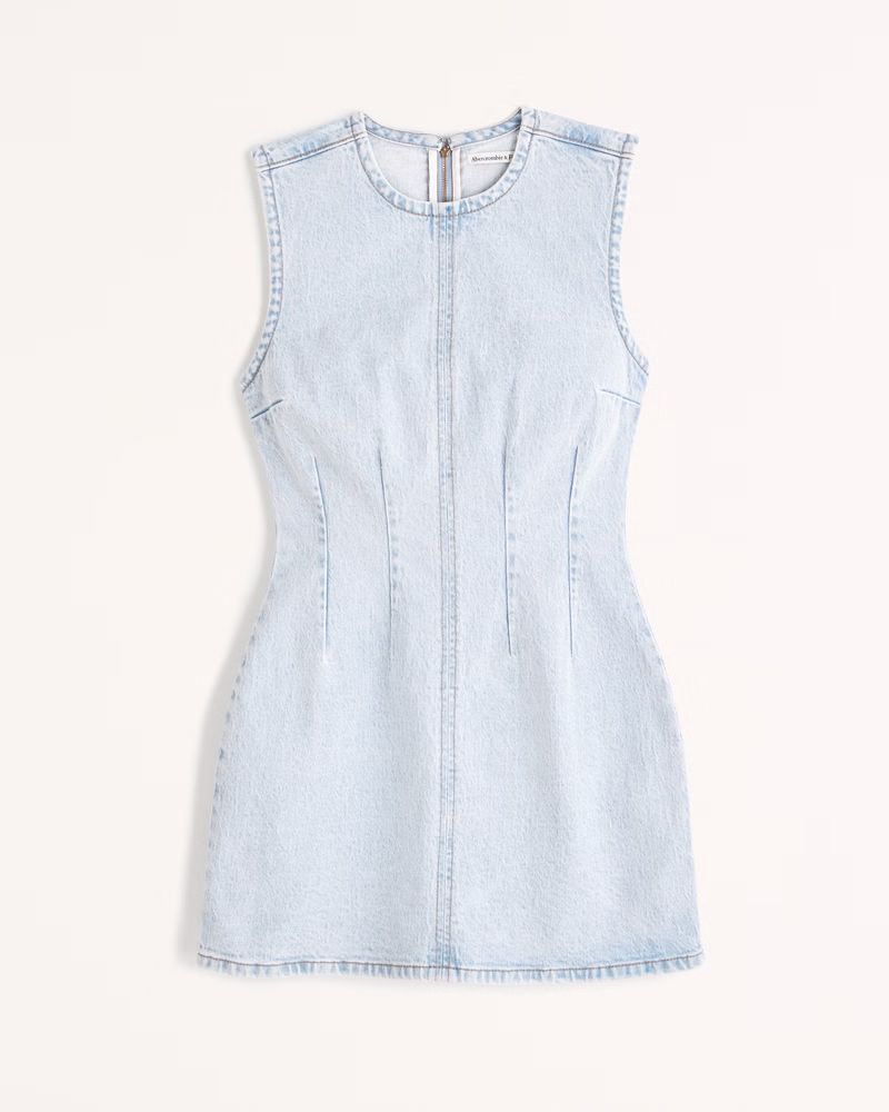 Denim High-Neck Shell Mini Dress | Abercrombie & Fitch (US)