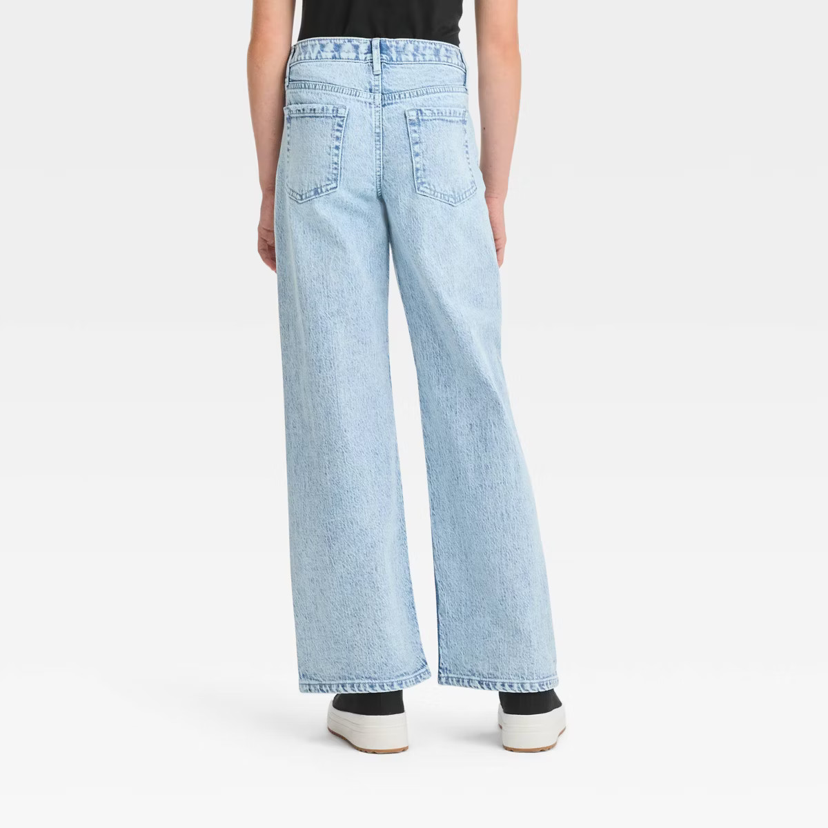Girls' Mid-Rise Wide Leg Jeans - art class™ Light Wash | Target