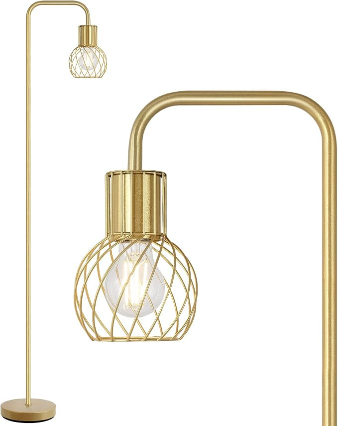 Industrial Floor Lamp for Living Room, Modern Standing Lamp for Bedroom with 6W LED Bulb, Foot Sw... | Amazon (US)