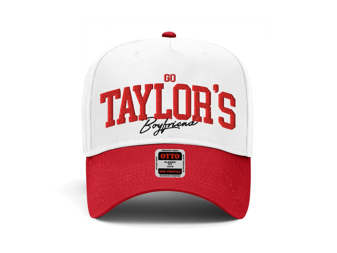 Taylor's Boyfriend Hat Embroidered Red Two Tone Hat Taylor Hat for Football Go Taylor's Boyfriend... | Etsy (US)